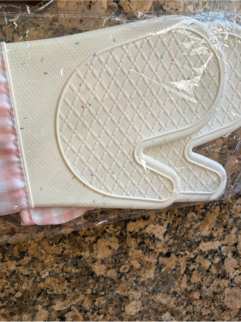 Cute Oven Mitt with Pastel Speckle Sprinkle Detail